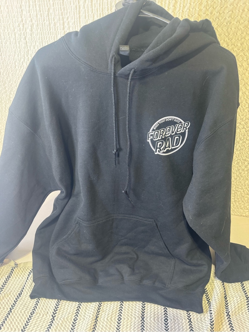 Gildan Black Hoodie with White Forever Rad Chest Logo - Picture 1 of 5